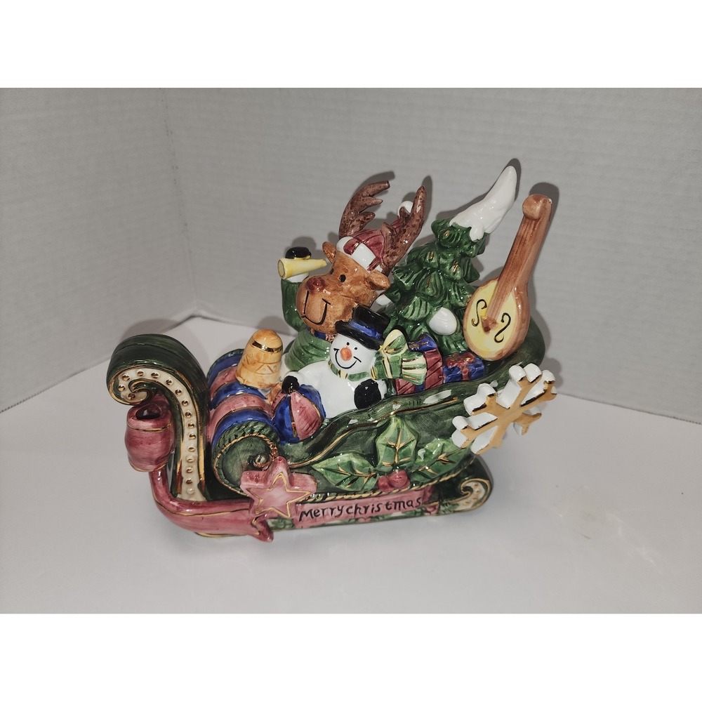 Vintage Kmart‎ Christmas Sleigh Reindeer and Snowman